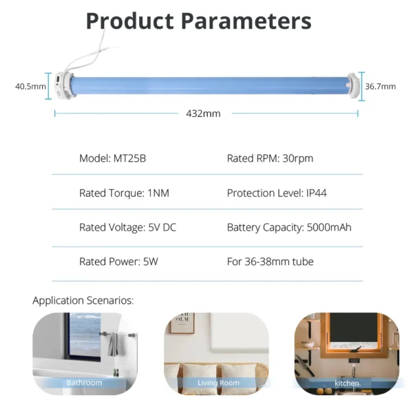zemismart mt25b roller motor product parameters